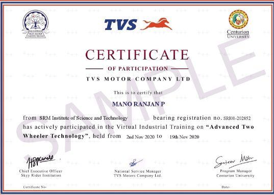 Skyyrider Industrial Certificate From TVS