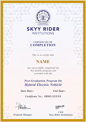 Skyyrider PG Diploma in Automotive Designing & Manufacturing Certificate from Centurion University