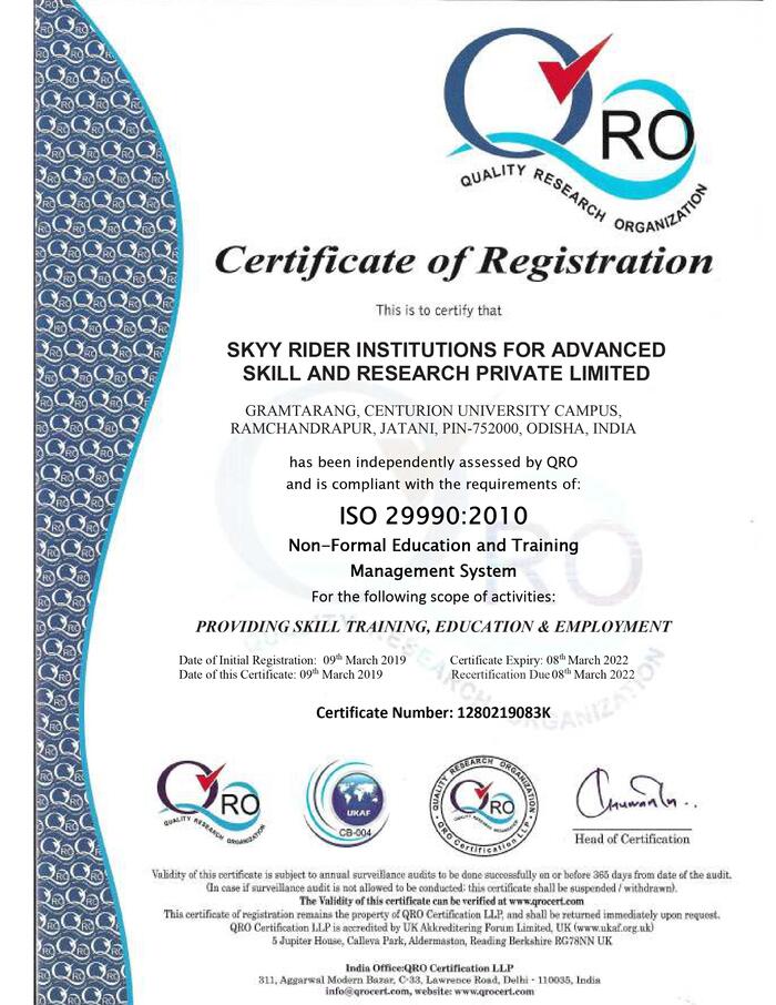ISO 29990:2010 Certificate